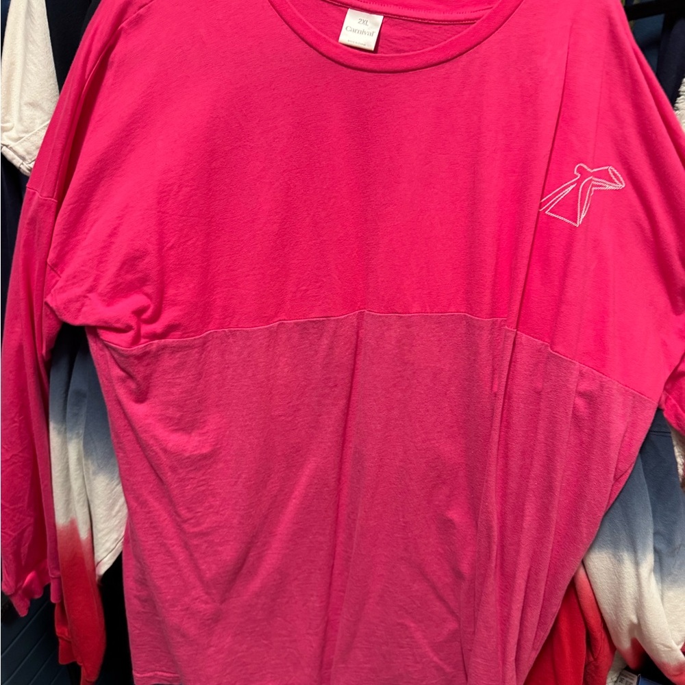 Women's Hot Pink Two-Tone Long Sleeve Top